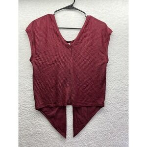 Lululemon Shirt Women's 2 Red Short Sleeve Red Split Open Back V Neck Top